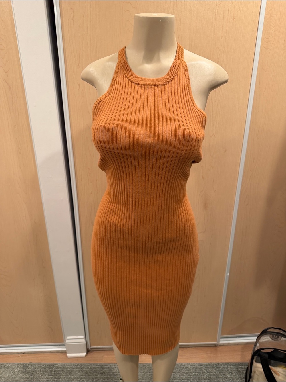 line and dot Rust Ribbed Knit dress size small